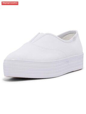 Canvas Slip On Platform Sneakers Pointed Toe Cushioned